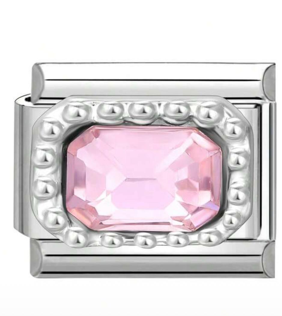 Pink Emerald Cut Gem Link