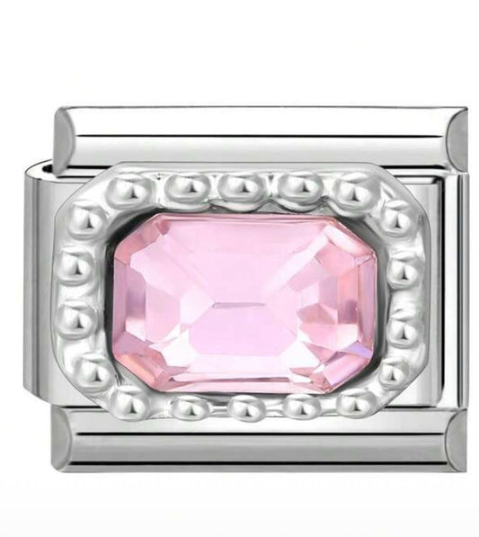 Pink Emerald Cut Gem Link