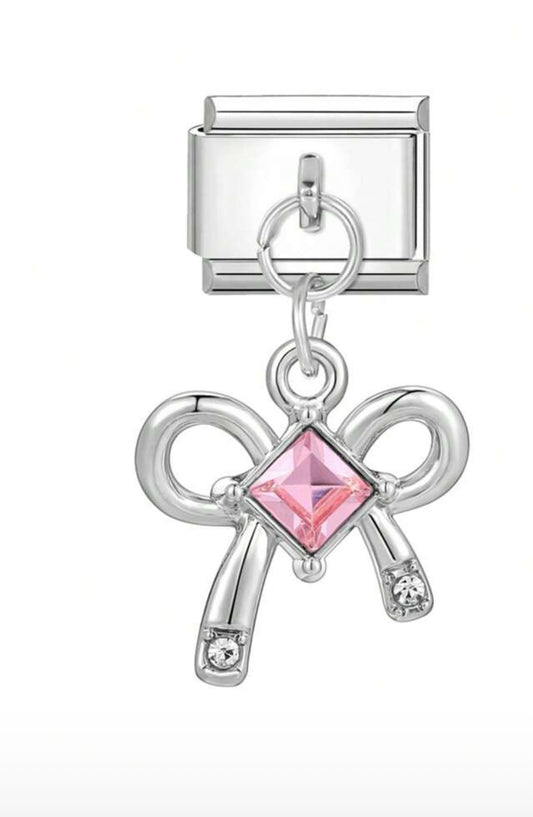Pink Gem Bow Dangle